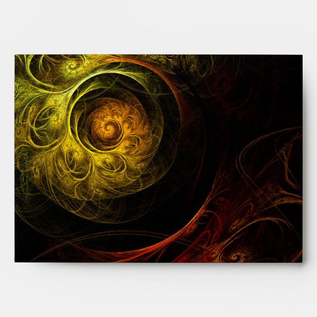 Sunrise Floral Red Abstract Art Envelope (Front)
