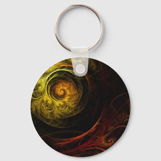 Sunrise Floral Red Abstract Art Keychain (Front)