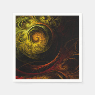 Sunrise Floral Red Abstract Art Napkin