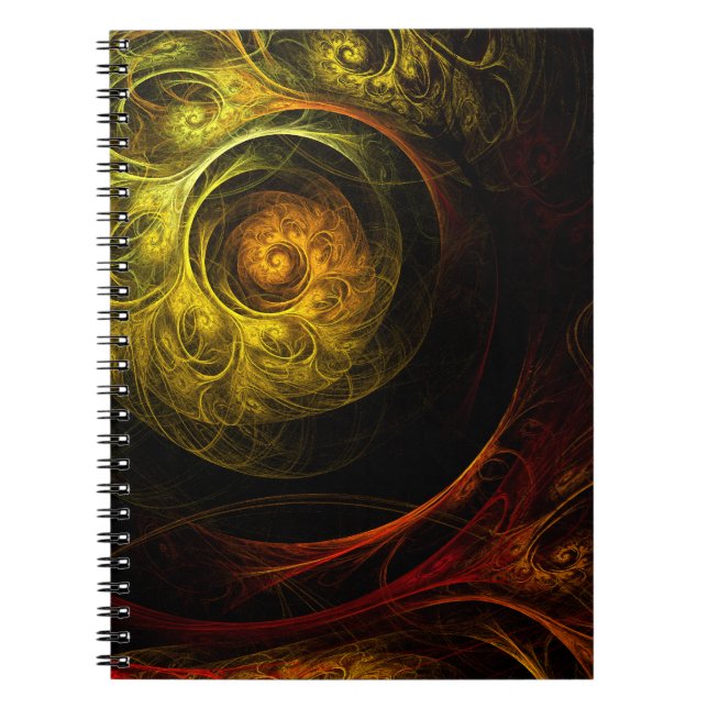 Sunrise Floral Red Abstract Art Notebook (Front)