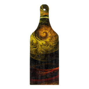 Sunrise Floral Red Abstract Art Paddle Cutting Board