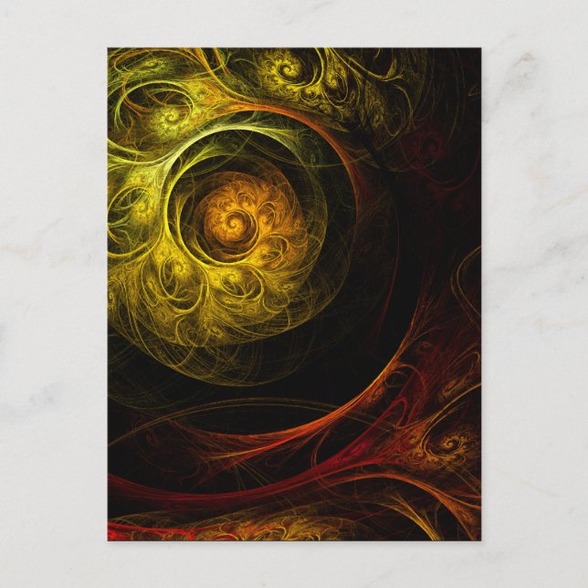 Sunrise Floral Red Abstract Art Postcard (Front)