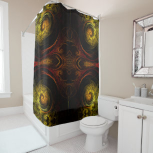 Sunrise Floral Red Abstract Art Shower Curtain