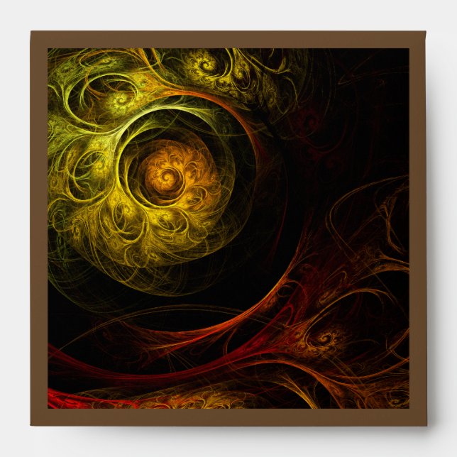 Sunrise Floral Red Abstract Art Square Envelope (Front)