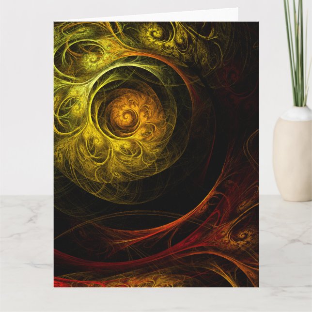 Sunrise Floral Red Abstract Art Thank You Card (Front)