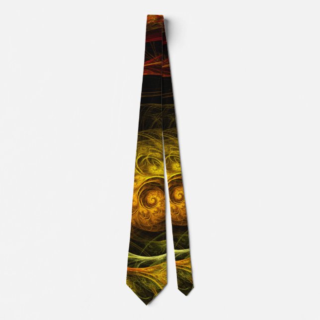 Sunrise Floral Red Abstract Art Tie (Front)