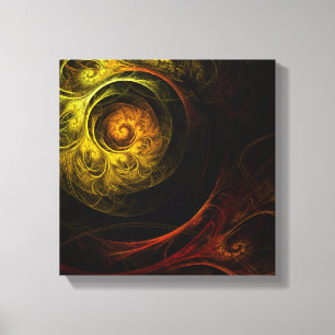 Sunrise Floral Red Abstract Black and White Canvas Print