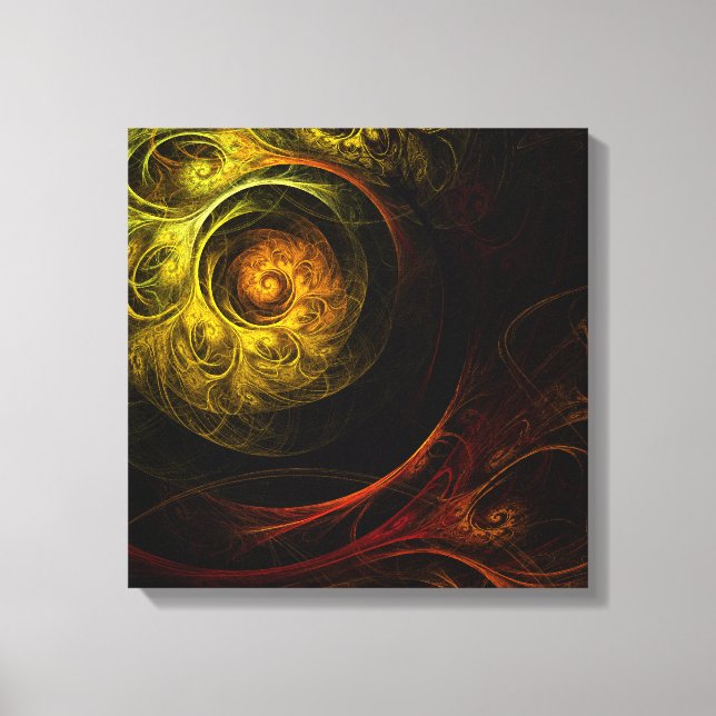 Sunrise Floral Red Abstract Quad Canvas Print (Front)