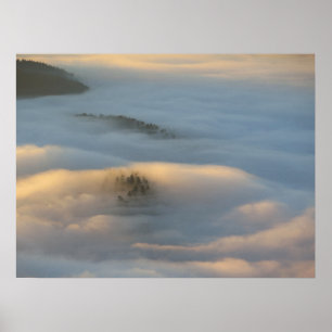 Sunrise fog in Pieniny mountains Poster