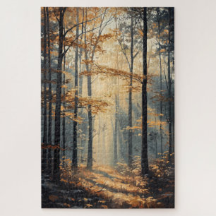 Sunrise Forest Path Scene Jigsaw Puzzle