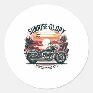 SUNRISE GLORY SUNDAY MORNING RIDE CLASSIC ROUND STICKER