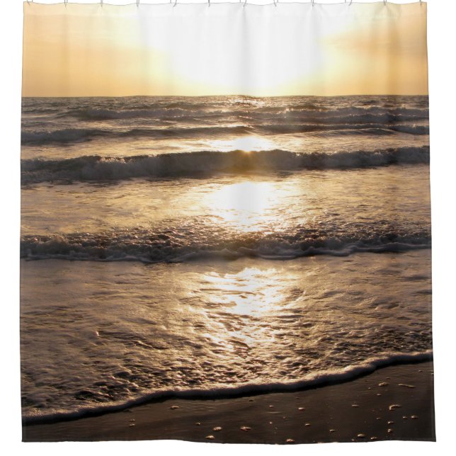 Sunrise Glow Beach Ocean View Photo Shower Curtain (Front)