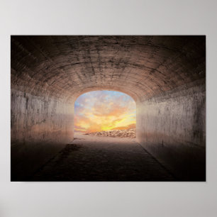 sunrise glow in tunnel poster