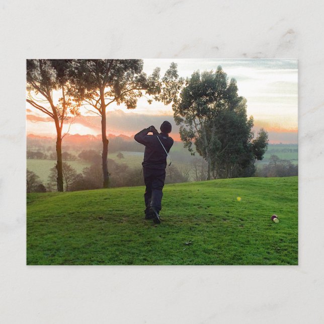 Sunrise Golfer Postcard (Front)