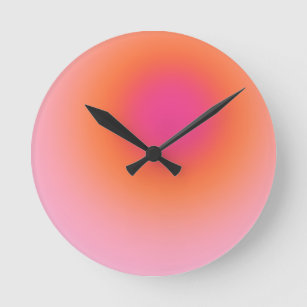 Sunrise Gradient - Beige Pink Orange Round Clock