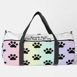 Sunrise Gradient Paw Print Pet Monogram Personal Duffle Bag