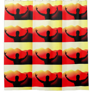 sunrise greeting pattern shower curtain