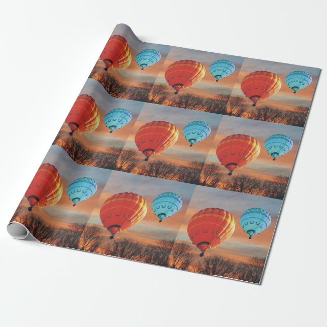 Sunrise Hot Air Balloon Ride Wrapping Paper (Unrolled)