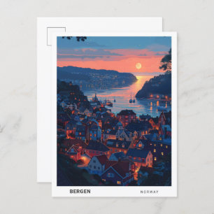 Sunrise in Bergen Norway Travel  Postcard