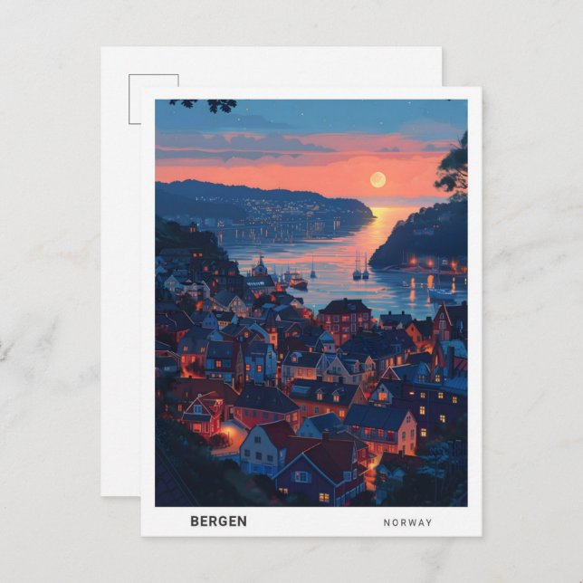Sunrise in Bergen Norway Travel  Postcard (Front/Back)