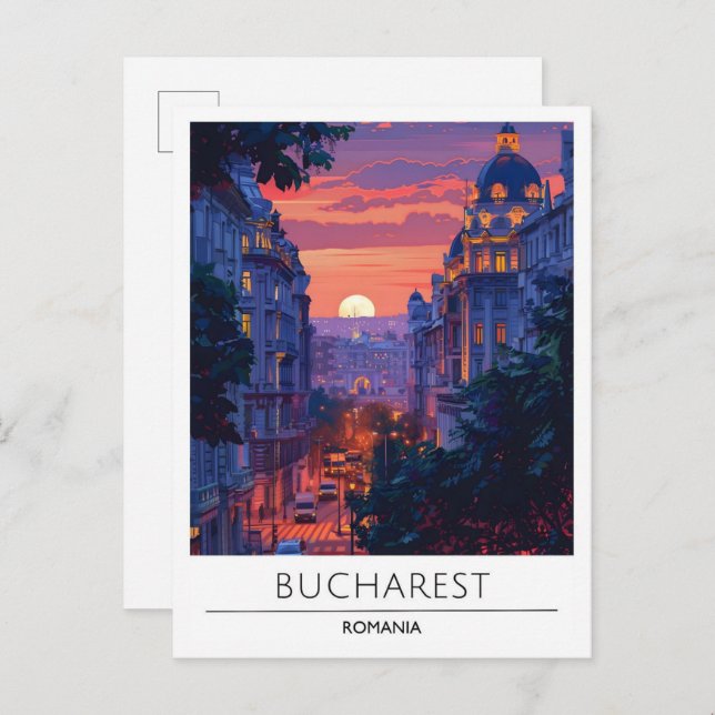 Sunrise in Bucharest Romania Travel  Postcard (Front/Back)