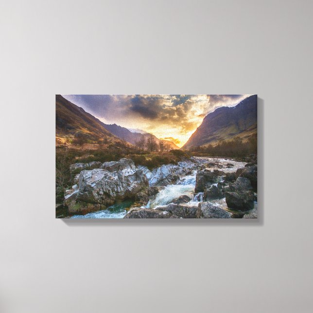 Sunrise in Glen Coe, Scottish Highlands Canvas Print (Front)