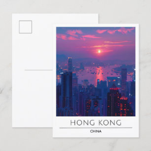 Sunrise in Hong Kong China Travel Postcard