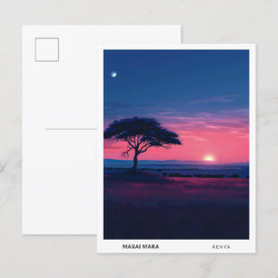 Sunrise in Masai Mara Kenya Travel Postcard