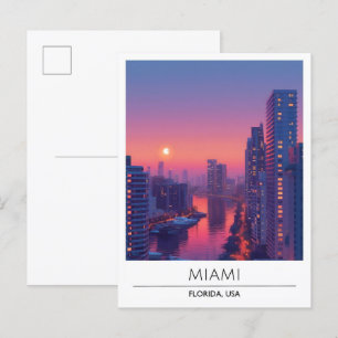 Sunrise in Miami Florida USA Travel  Postcard