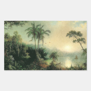 Sunrise in Nicaragua, painting by M.J. Heade Rectangular Sticker