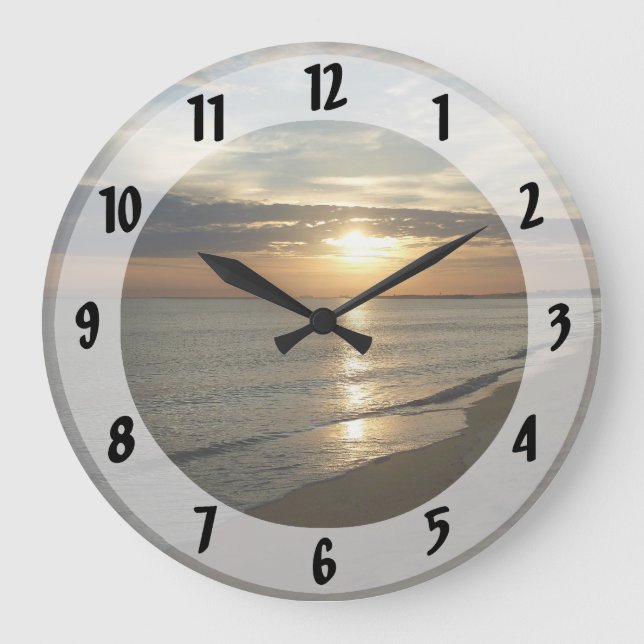 Sunrise in Norfolk VA Large Clock (Front)