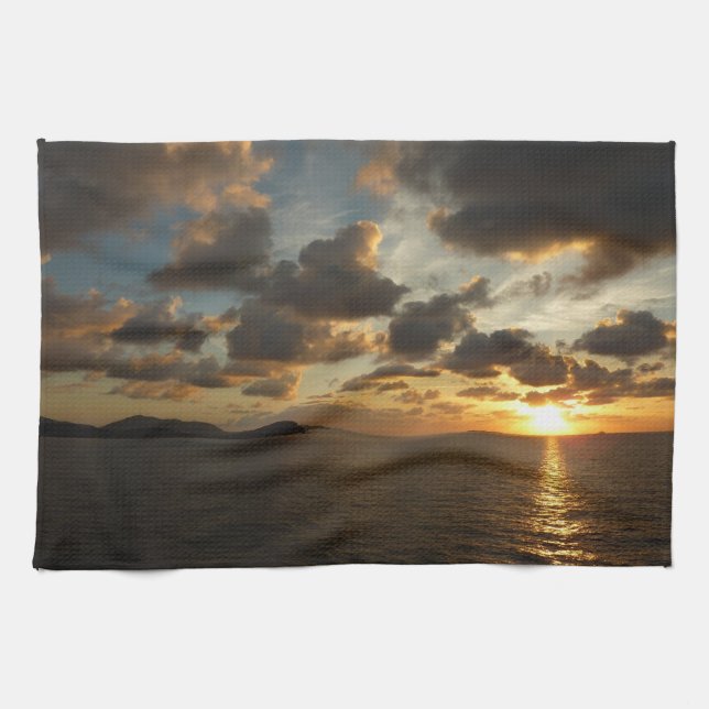 Sunrise in St. Thomas I US Virgin Islands Tea Towel (Horizontal)