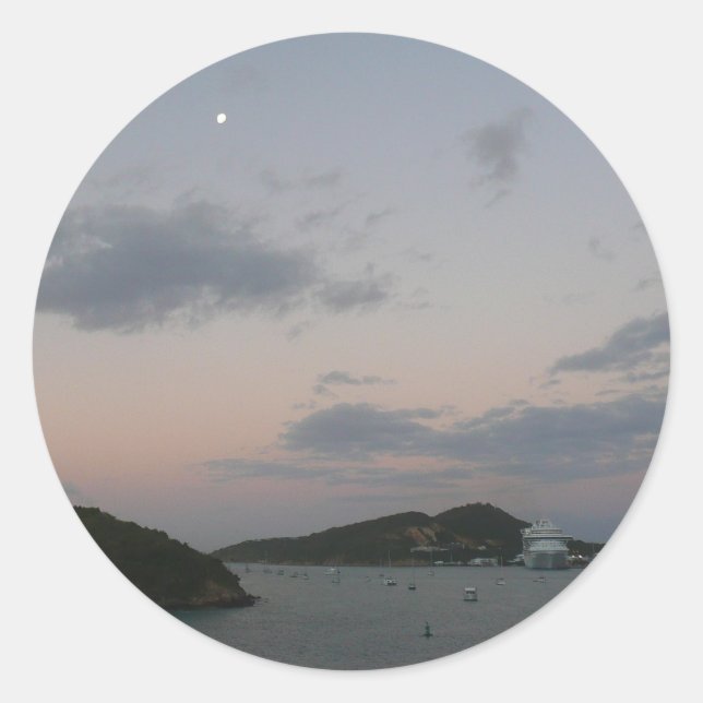 Sunrise in St. Thomas III US Virgin Islands Classic Round Sticker (Front)