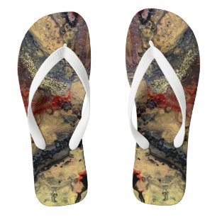 Sunrise in the desert painting in sandy tones flip flops