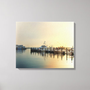 Sunrise In The Harbour - Boats Canvas Print