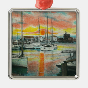 Sunrise in the Harbour Metal Tree Decoration