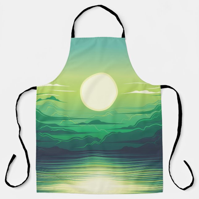 Sunrise in the sea illustration apparel,art,beauti apron (Front)