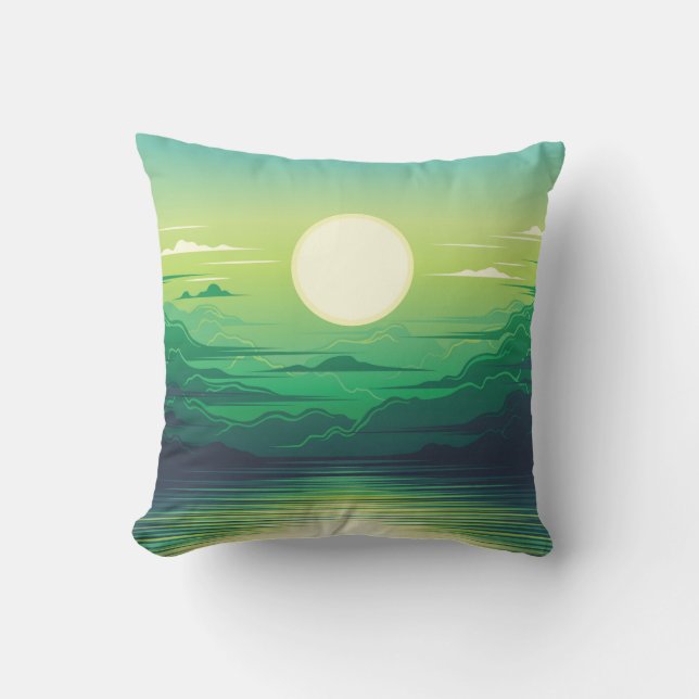 Sunrise in the sea illustration apparel,art,beauti cushion (Front)