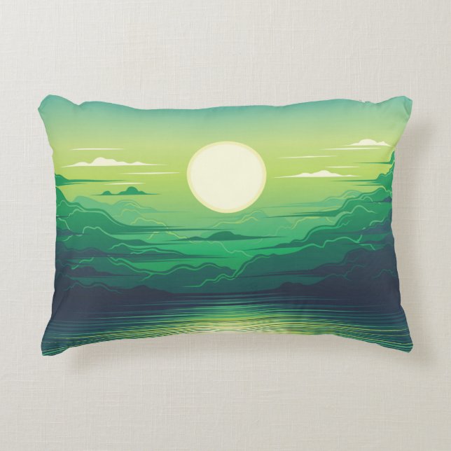 Sunrise in the sea illustration apparel,art,beauti decorative cushion (Front)