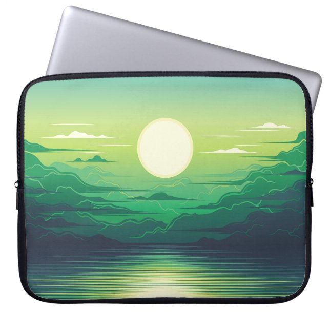 Sunrise in the sea illustration apparel,art,beauti laptop sleeve (Front)
