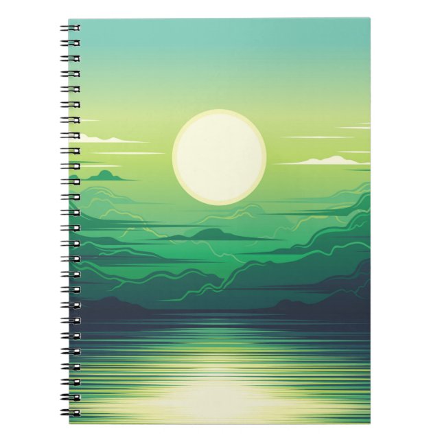 Sunrise in the sea illustration apparel,art,beauti notebook (Front)
