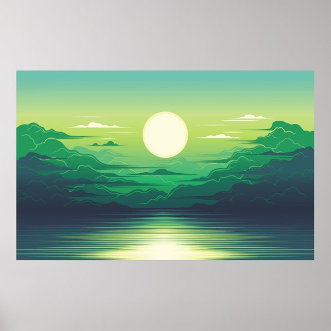 Sunrise in the sea illustration apparel,art,beauti poster (Front)