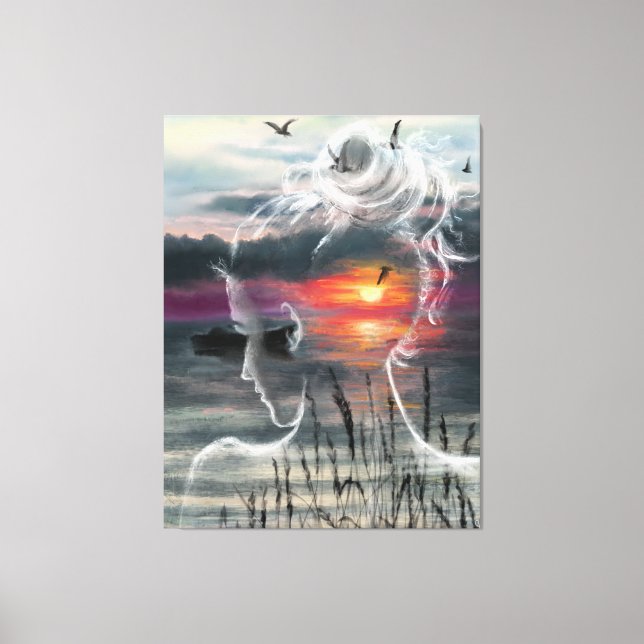 Sunrise Lady - Nature - Original Art Painting Canvas Print (Front)