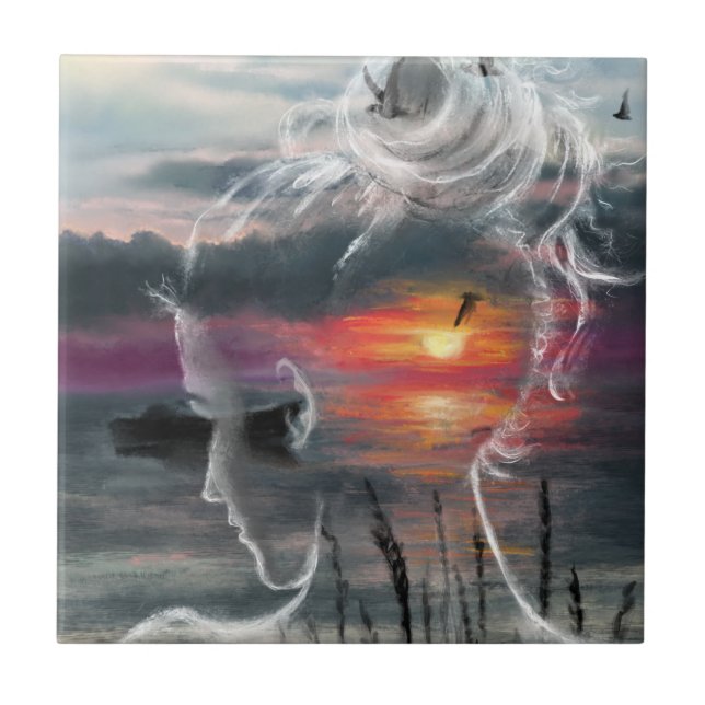 Sunrise Lady - Nature - Original Art Painting   Tile (Front)
