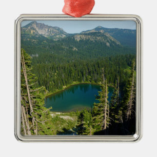 Sunrise Lake from Above at Mount Rainier Park Metal Tree Decoration