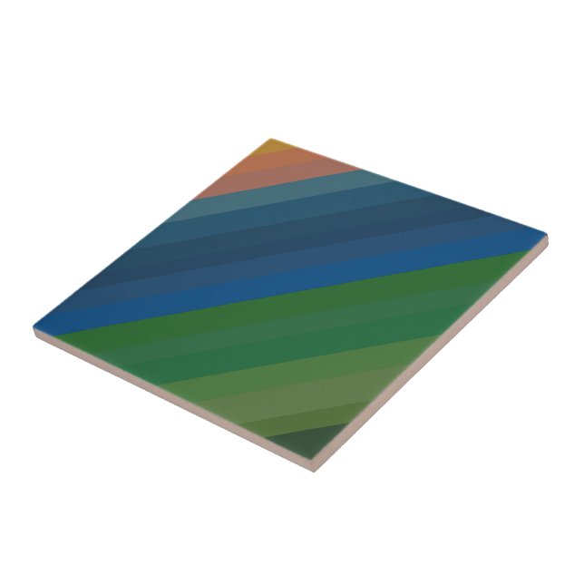 Sunrise Landscape Colours Diagonal Lines  Tile (Side)