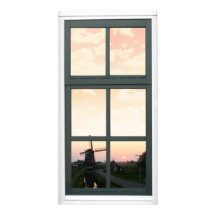 Sunrise Landscape Windmill Faux Window View Poster