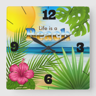 Sunrise Life is a Beach Design Square Wall Clock