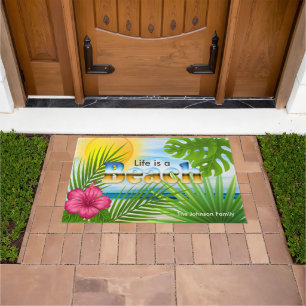 Sunrise Life is a Beach Tropical Design Doormat