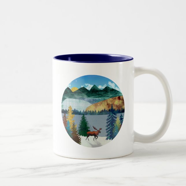 Sunrise Moose Two-Tone Coffee Mug (Right)